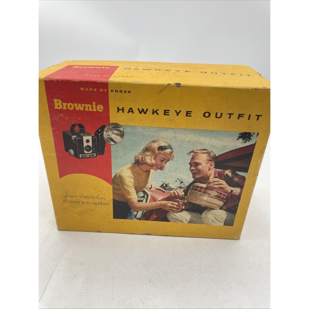 Vtg Kodak Brownie Hawkeye Outfit Camera w/Original Box w/Flash  Excellent Cond